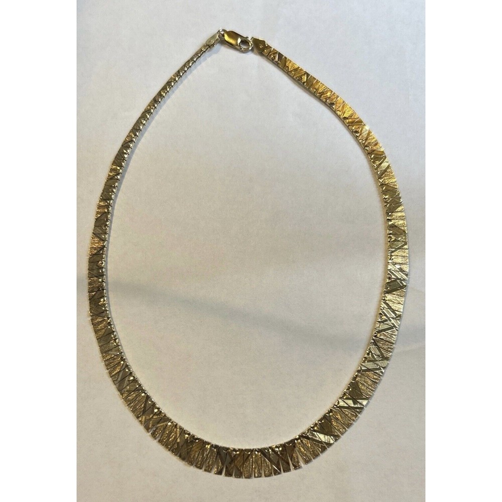 MILOR 925 Italy Sterling Silver Gold Textured Vermeil Choker  Necklace